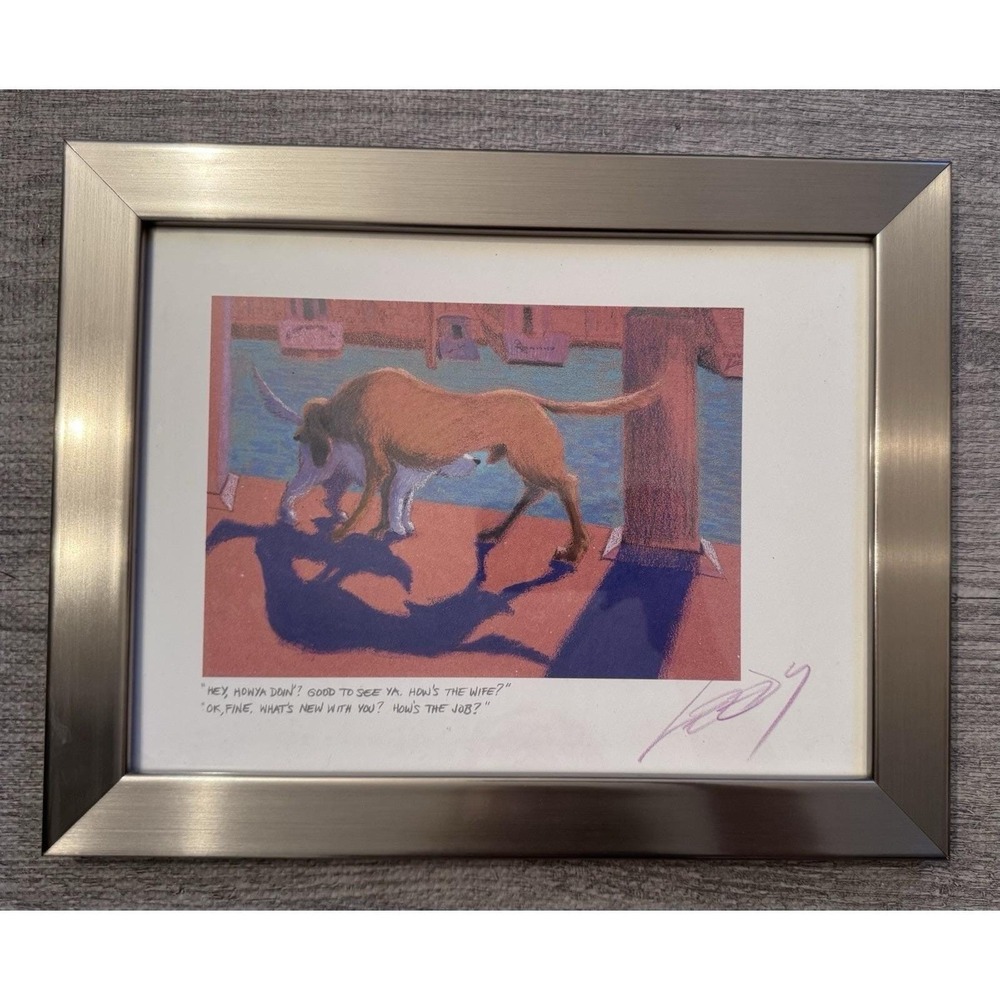 1996 Jeff Leedy Signed Dog Art Print "Hey Howya Doin" Funny Framed 11x14 - Picture 16 of 16